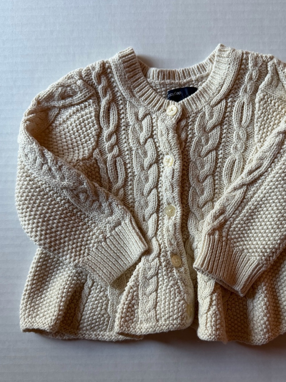 Baby Gap Cream Cable Knit Swing Cardigan Sweater 6-12M